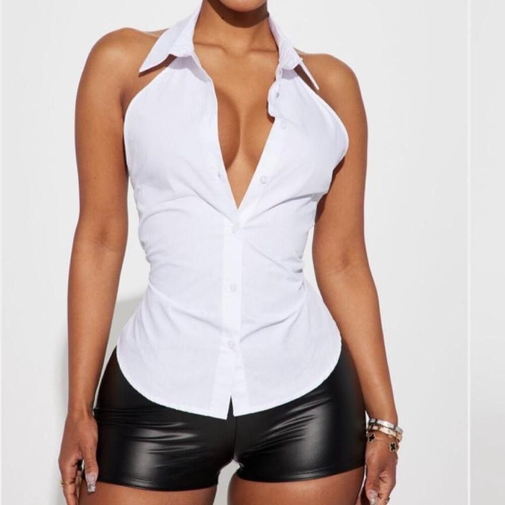 Brand new Fashion Nova white halter crop top